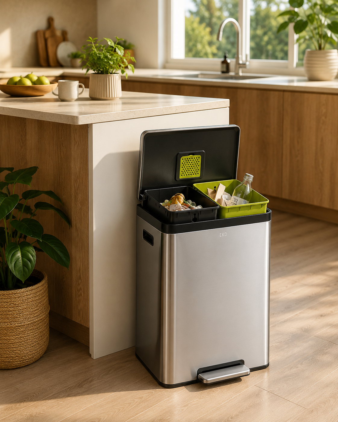 EKO Eco Casa Duo Compartment Recycling Pedal Bin