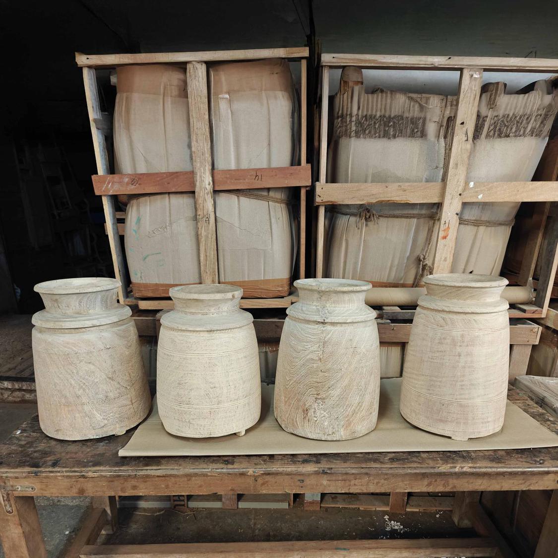 Decorative Wooden Pot Medium