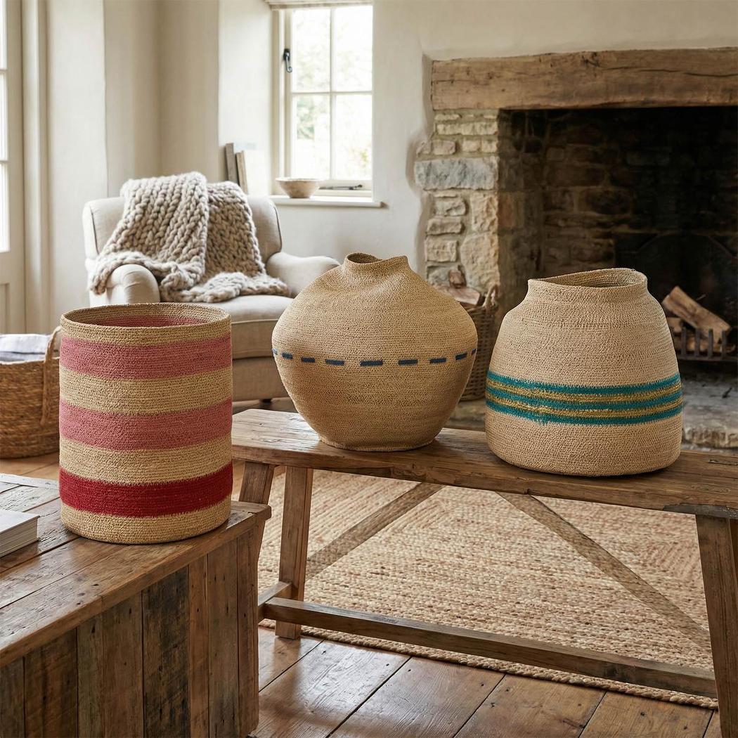 Stitch Woven Basket Natural