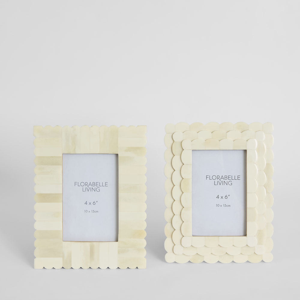 Rhea Bone Inlay 4 x 6 Photo Frame White
