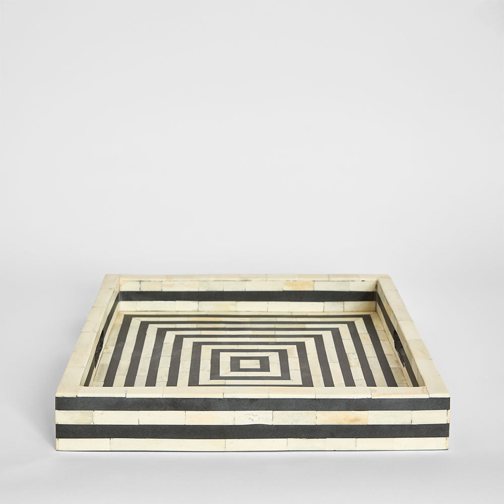 Reed Bone Inlay Tray Black & White