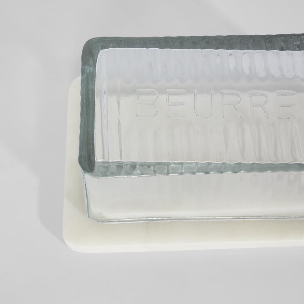 Franche Butter Dish Marble White