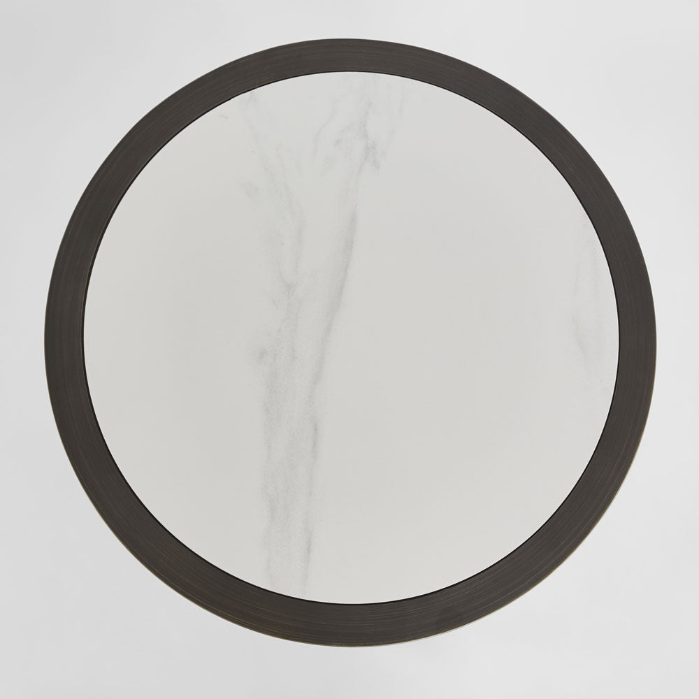 Gordon Drum Side TableBlack/White Stone