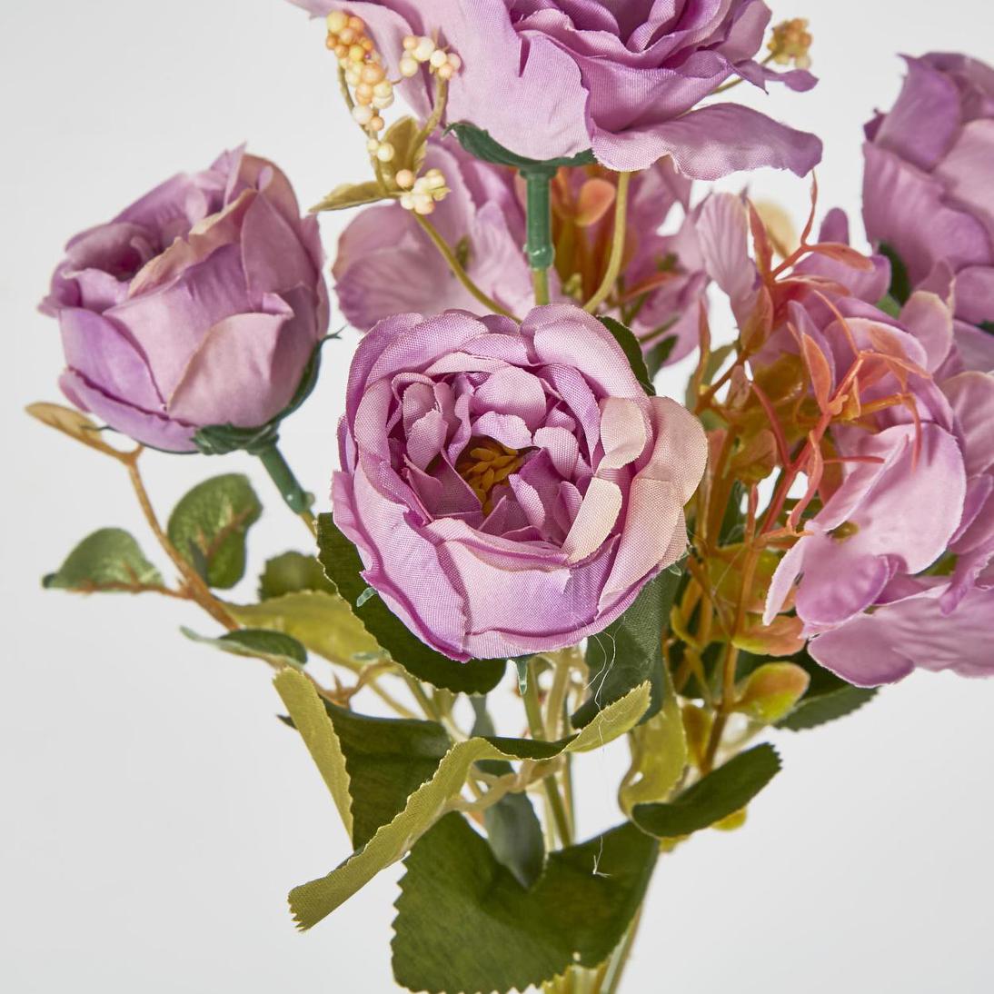 Rose Hydrangea Bouquet Purple 12 pcs