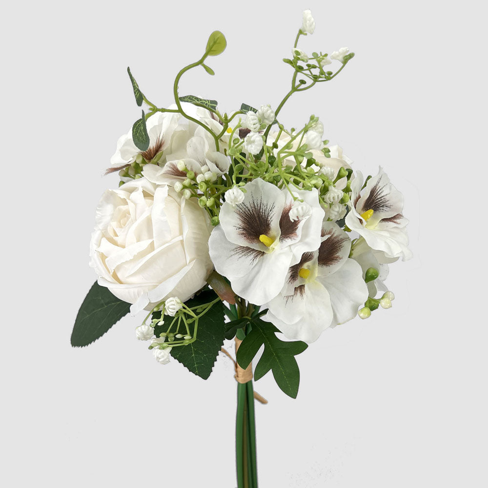 Rose Pansy Bouquet White 2 pcs