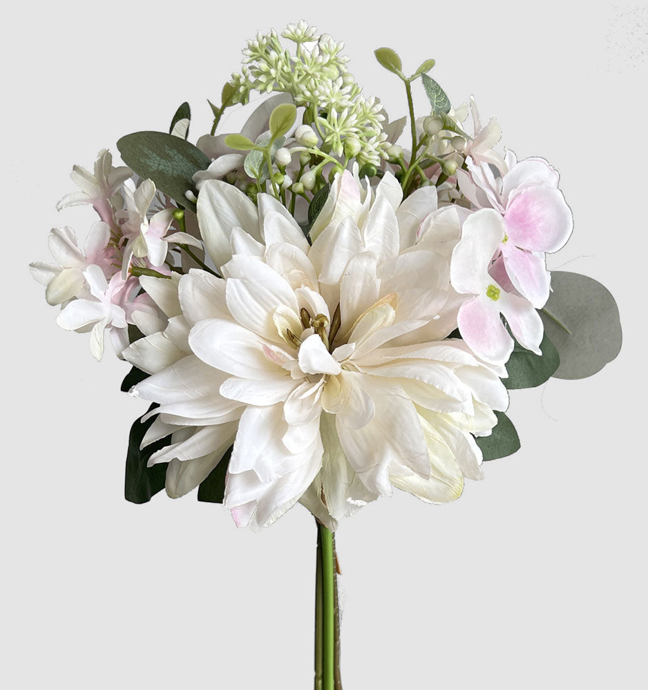 Dahlia Hydrangea Bouquet White 2 pcs