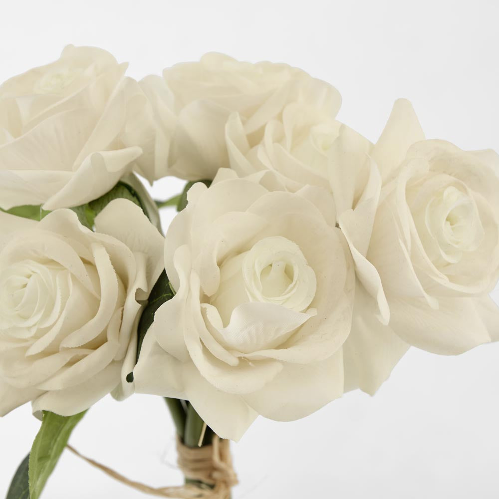 Romance Real Touch Rose Bouquet White 6 pcs