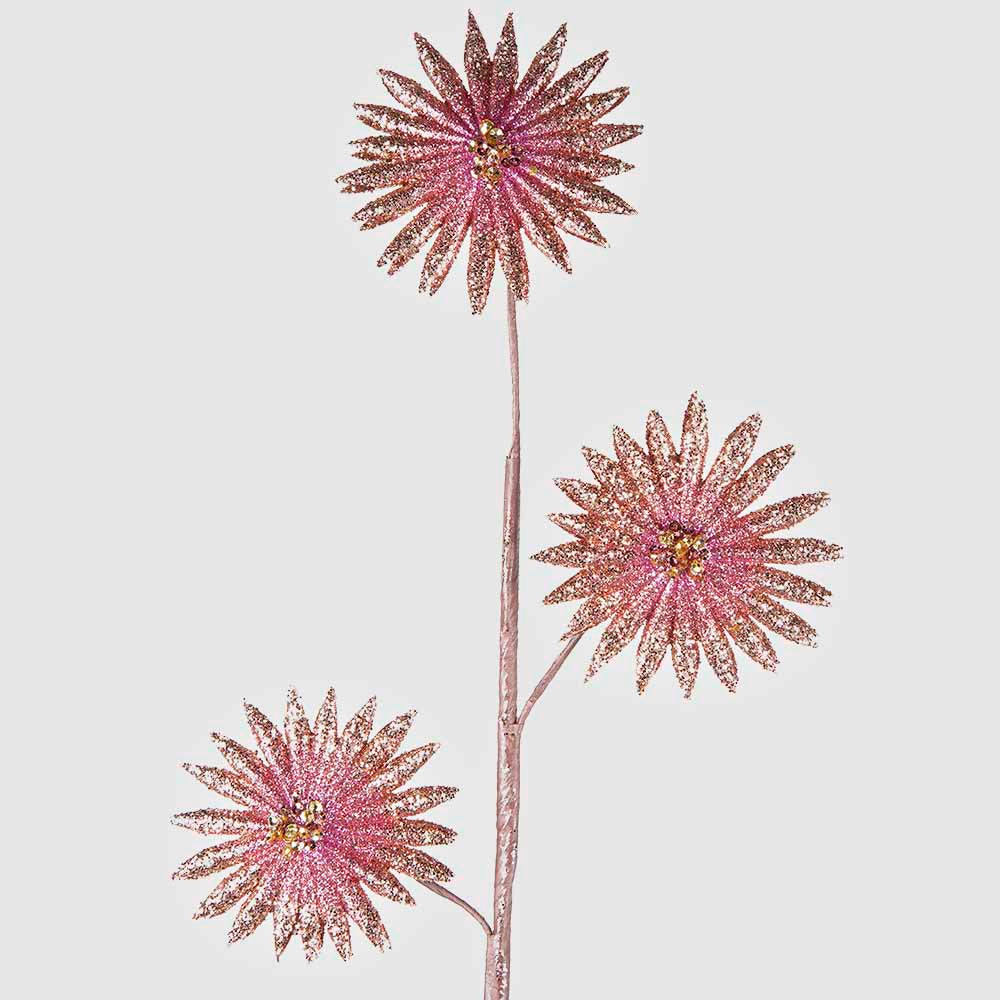 Glitter Starburst Stem Pink 6 pcs