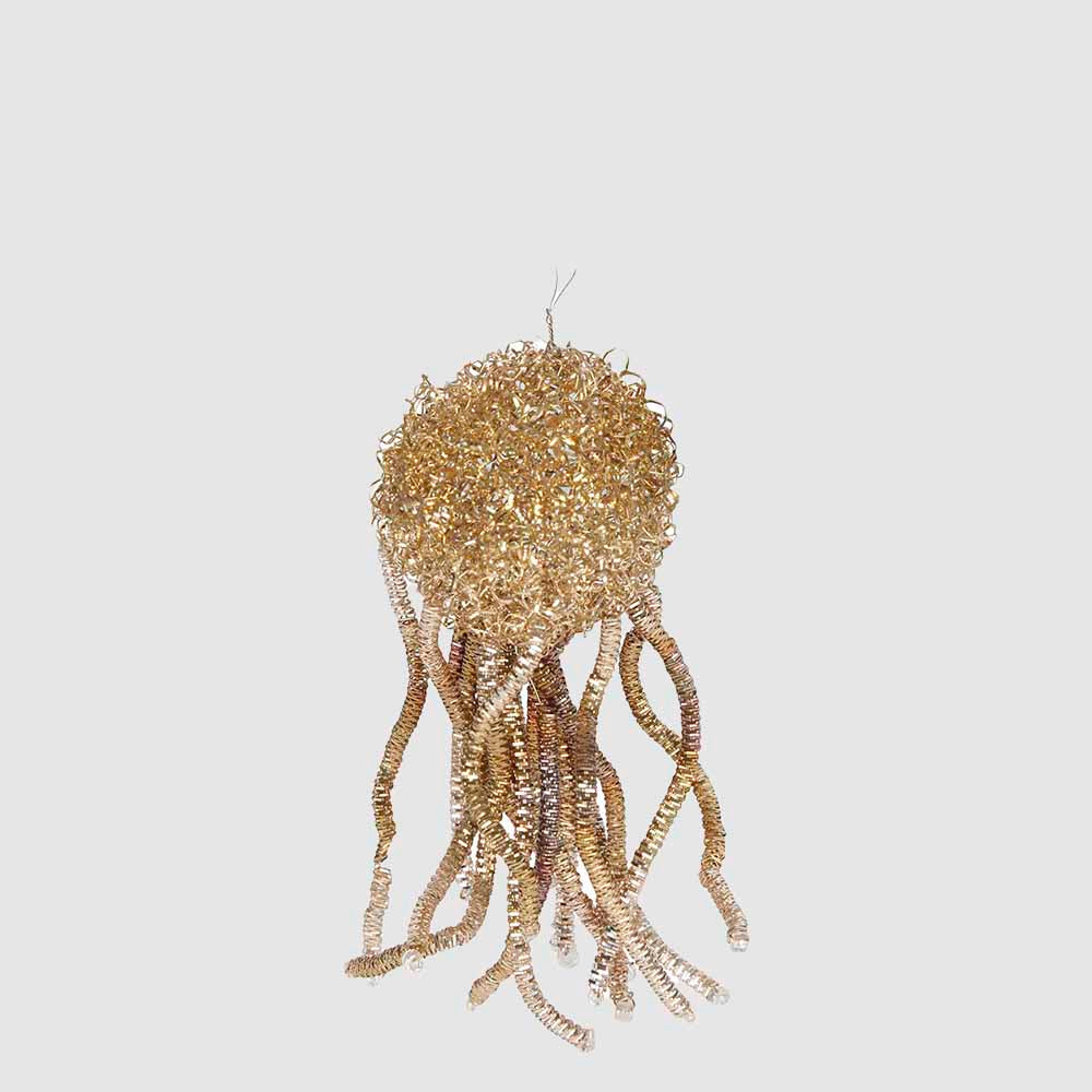 Fuzzy Tassel Hanging Tree Decoration Gold 6 pcs