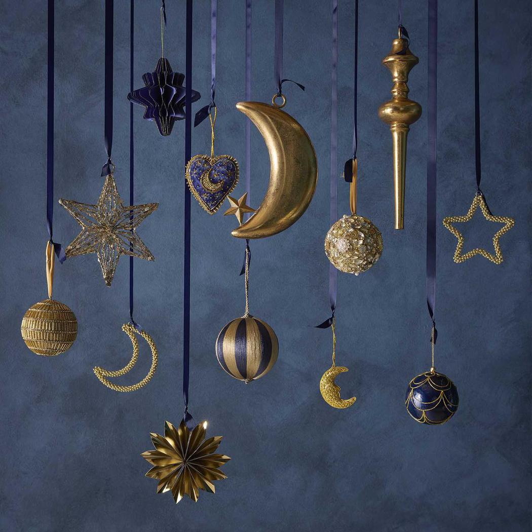 Star Beaded Decoration Small Gold 2 pcs