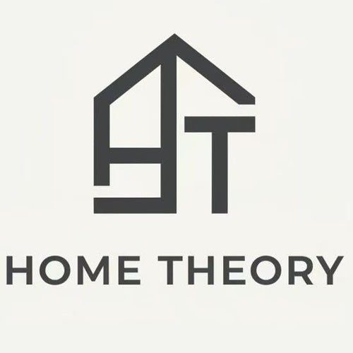 Logo of Home Theory with a stylized house design on a white background
