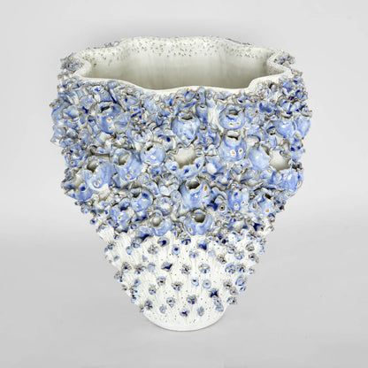 Vase with Flower White and Blue