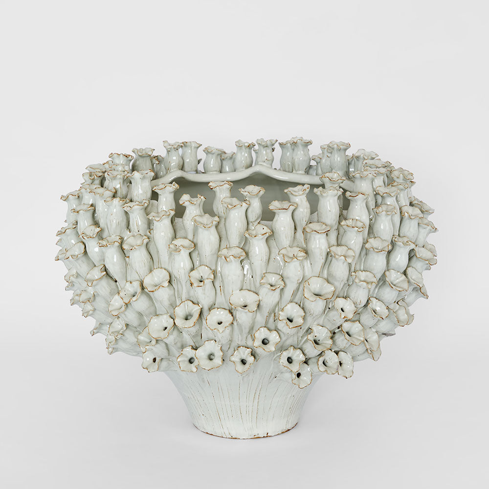Flower Vase with Wide Open Top White