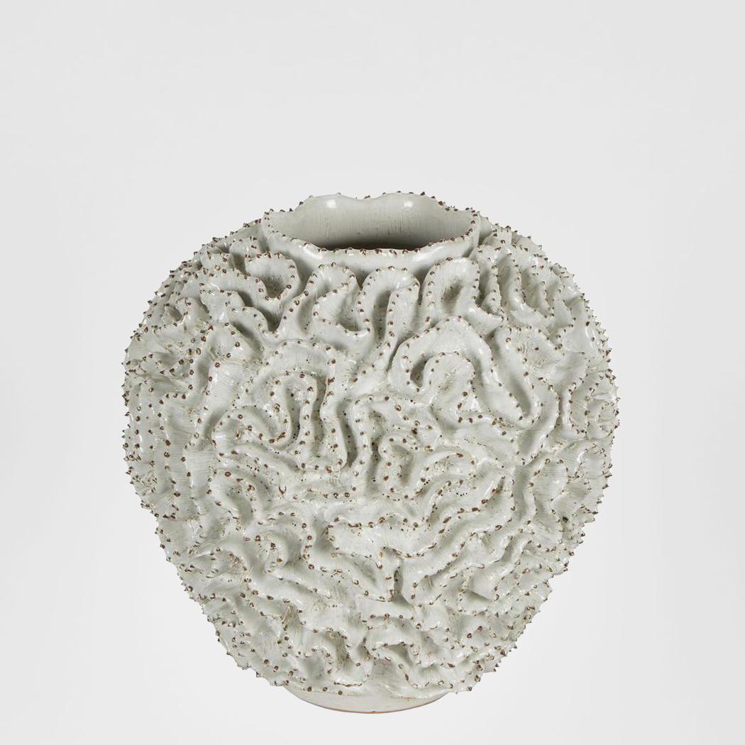 Brain Coral Ceramic Vase White