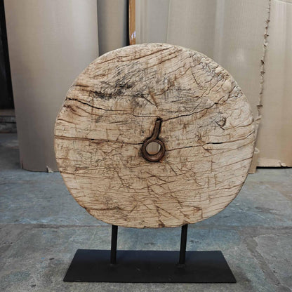 Decorative Wooden Wheel on Stand