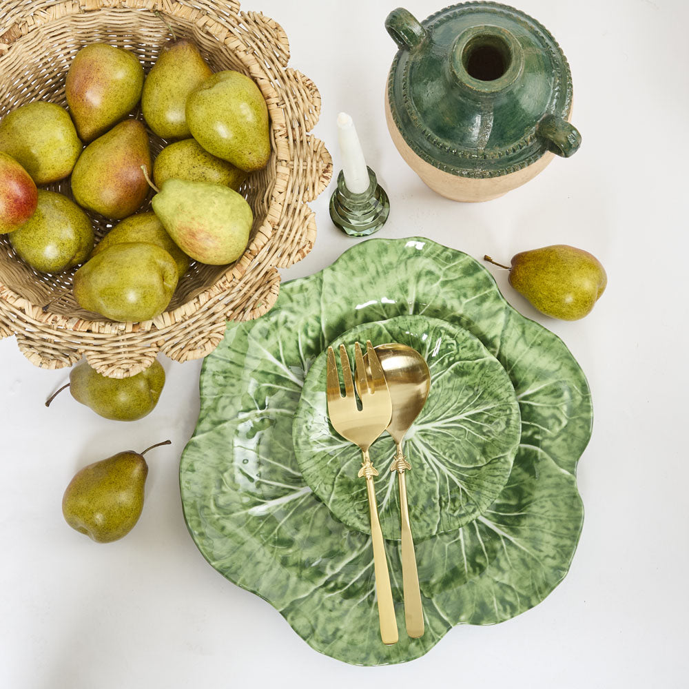 Luxe Cabbage Leaf Green Round Platter