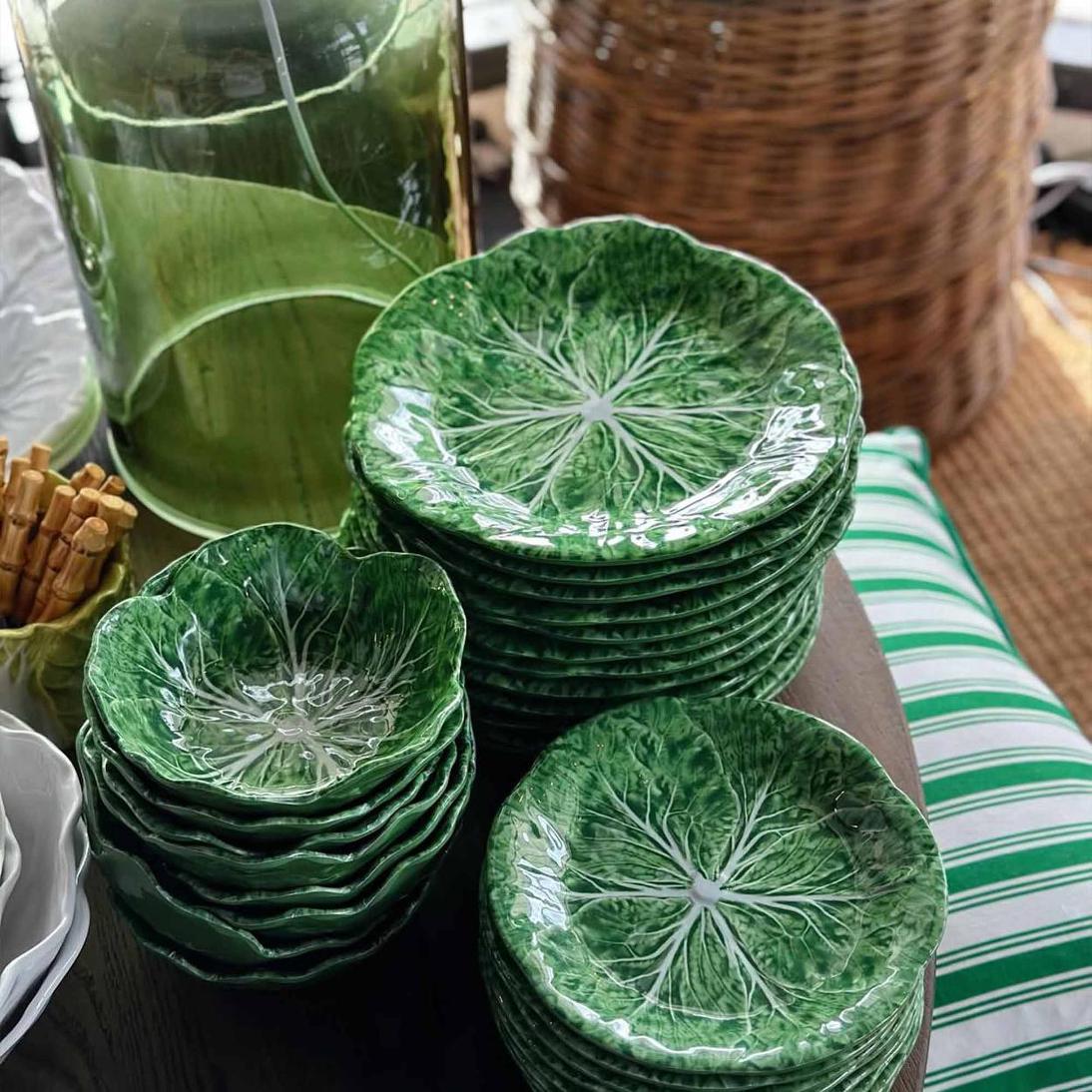 Luxe Cabbage Leaf Dinner Plate Box of 6 Green