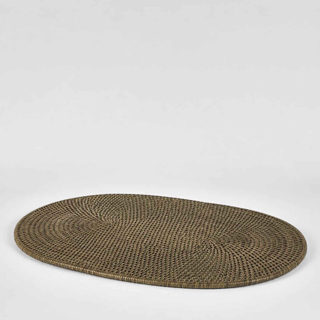 Paume Rattan Oval Placemat Antique Brown