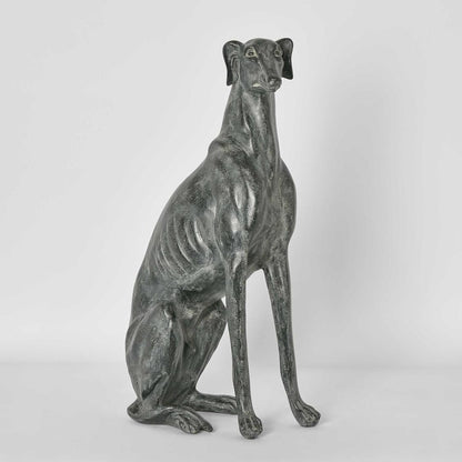 Lino Dog Sculpture Sitting Black 51cm