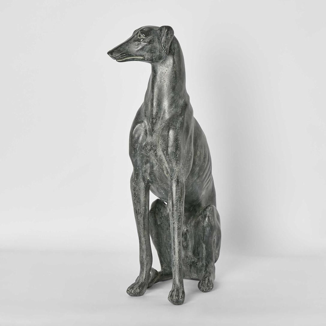 Lino Dog Sculpture Sitting Black 51cm