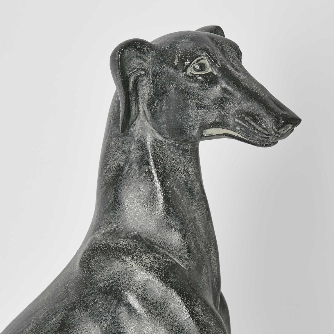 Lino Dog Sculpture Sitting Black 51cm