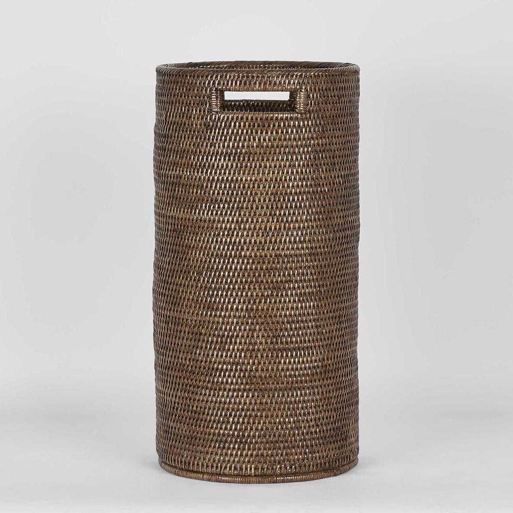 Paume Rattan Tall Basket Antique Brown