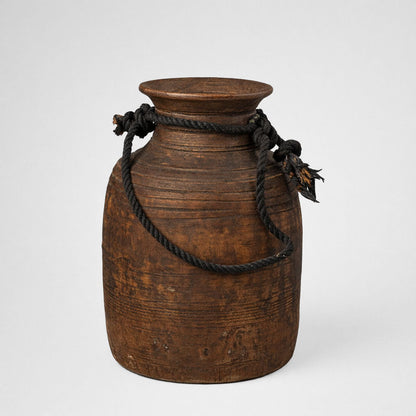 Wooden Pot with Rope Small