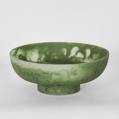 IDRA? Swirl Resin Serving Bowl on Stand Green