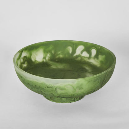IDRA? Swirl Resin Serving Bowl on Stand Green