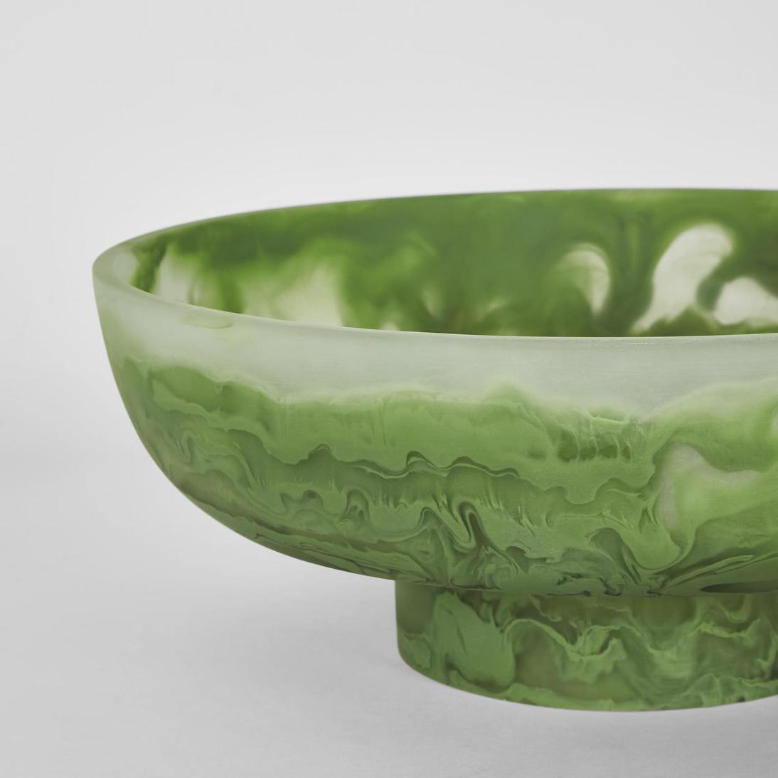 IDRA? Swirl Resin Serving Bowl on Stand Green