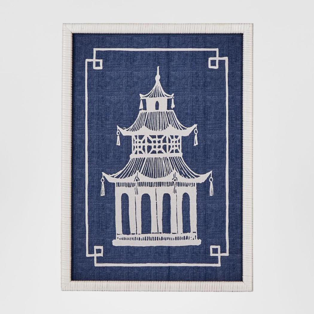 Pagoda Blue and White Wall Art A