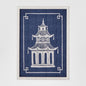 Pagoda Blue and White Wall Art A