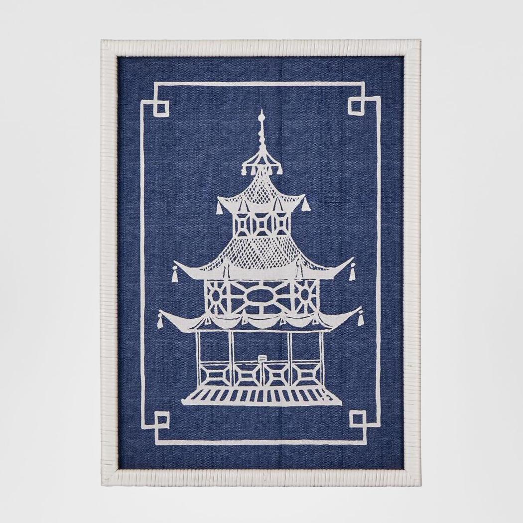 Pagoda Blue and White Wall Art B