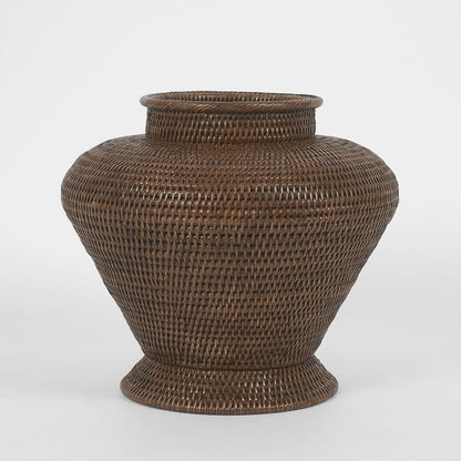 Paume Rattan Flower Urn Large Antique Brown