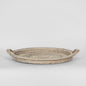 Paume Rattan Round Serving Tray with Handles White wash