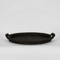Paume Rattan Round Serving Tray with Handles Black