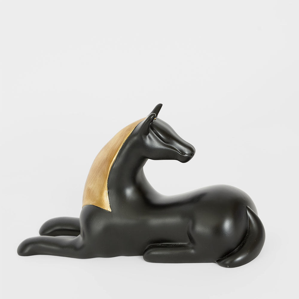 Beau Horse Sculpture Black & Gold
