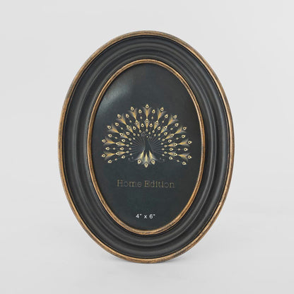 Vera Oval Photo Frame 4 x 6 Black & Gold