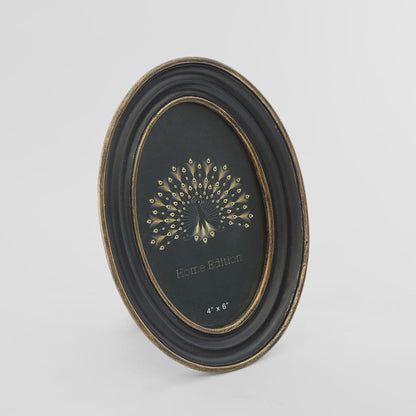 Vera Oval Photo Frame 4 x 6 Black & Gold