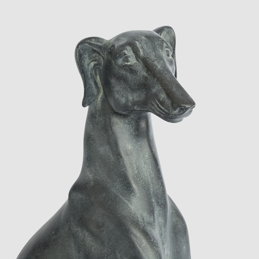 Lino Dog Sculpture Sitting Black 79cm