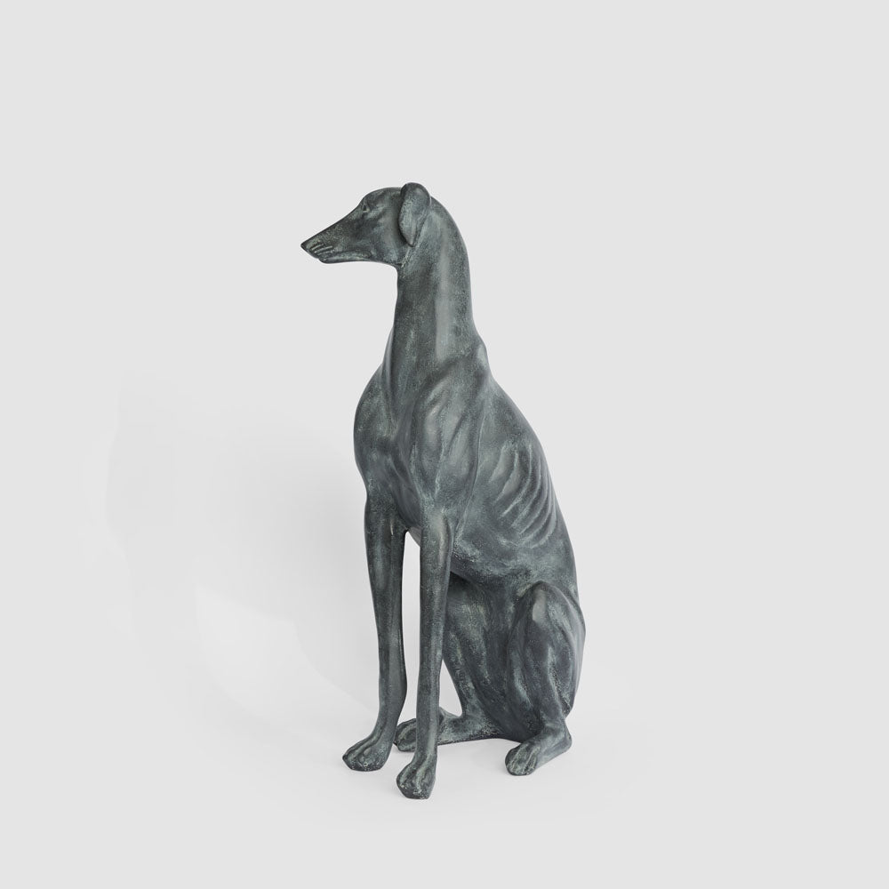Lino Dog Sculpture Sitting Black 79cm