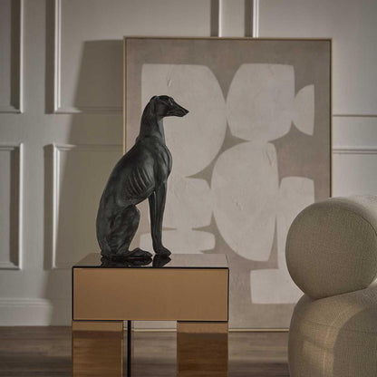 Lino Dog Sculpture Sitting Black 79cm
