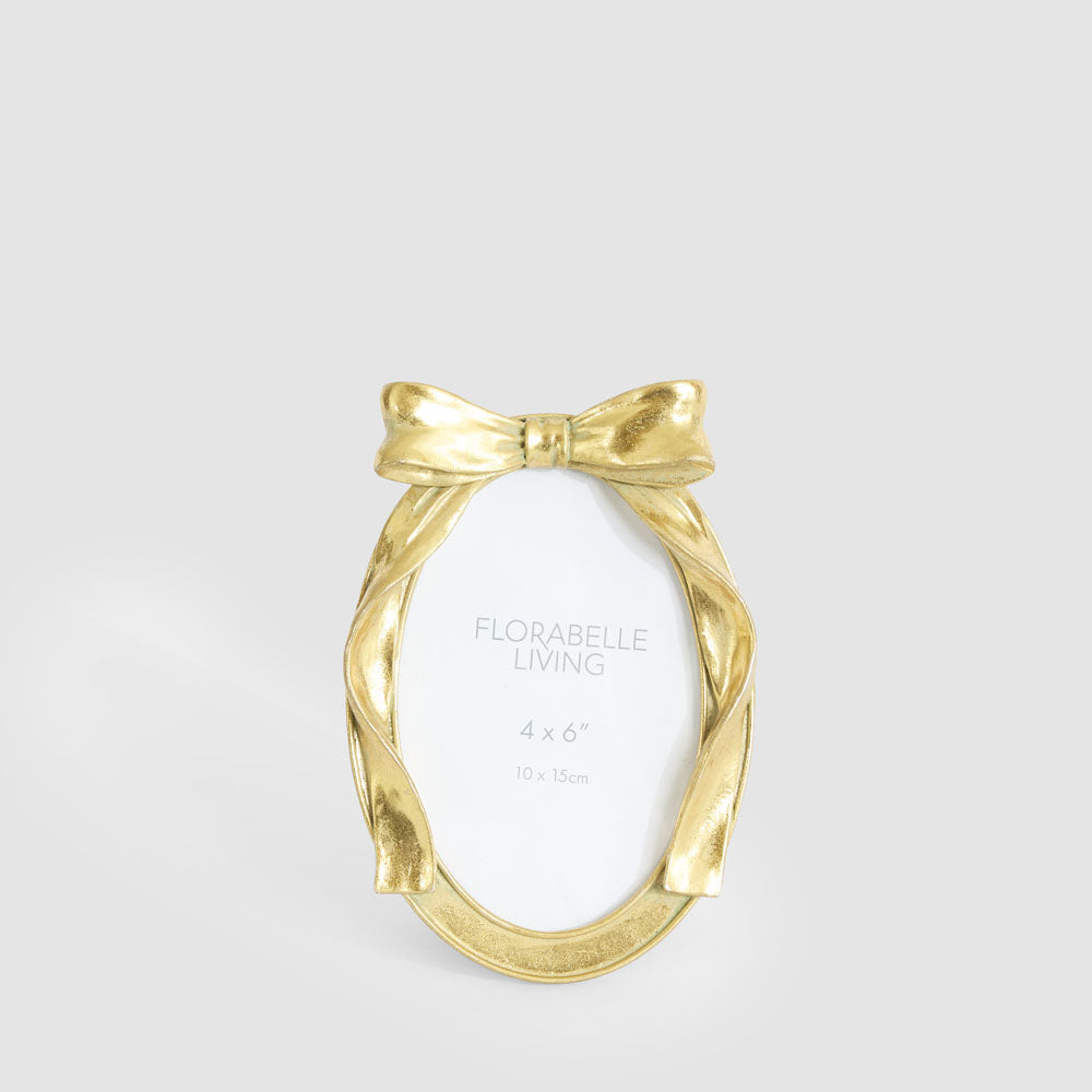 Lumi Oval Bow 4 x 6  Photo Frame Gold