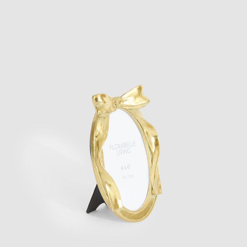 Lumi Oval Bow 4 x 6  Photo Frame Gold