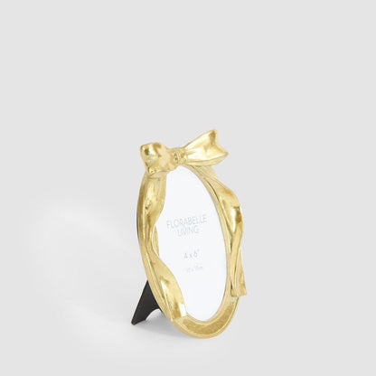 Lumi Oval Bow 4 x 6  Photo Frame Gold