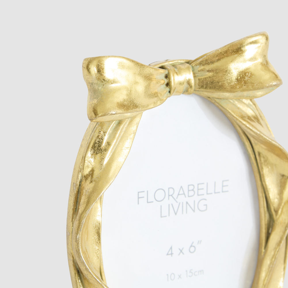 Lumi Oval Bow 4 x 6  Photo Frame Gold