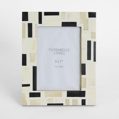 Cubo Bone Inlay 5 x 7 Photo Frame White & Black
