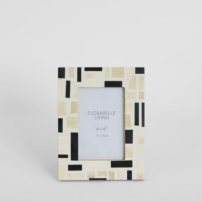 Cubo Bone Inlay 4 x 6 Photo Frame White & Black