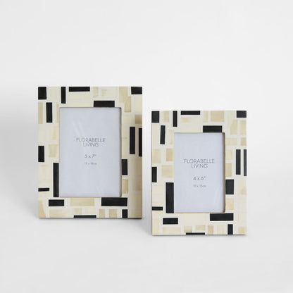 Cubo Bone Inlay 4 x 6 Photo Frame White & Black