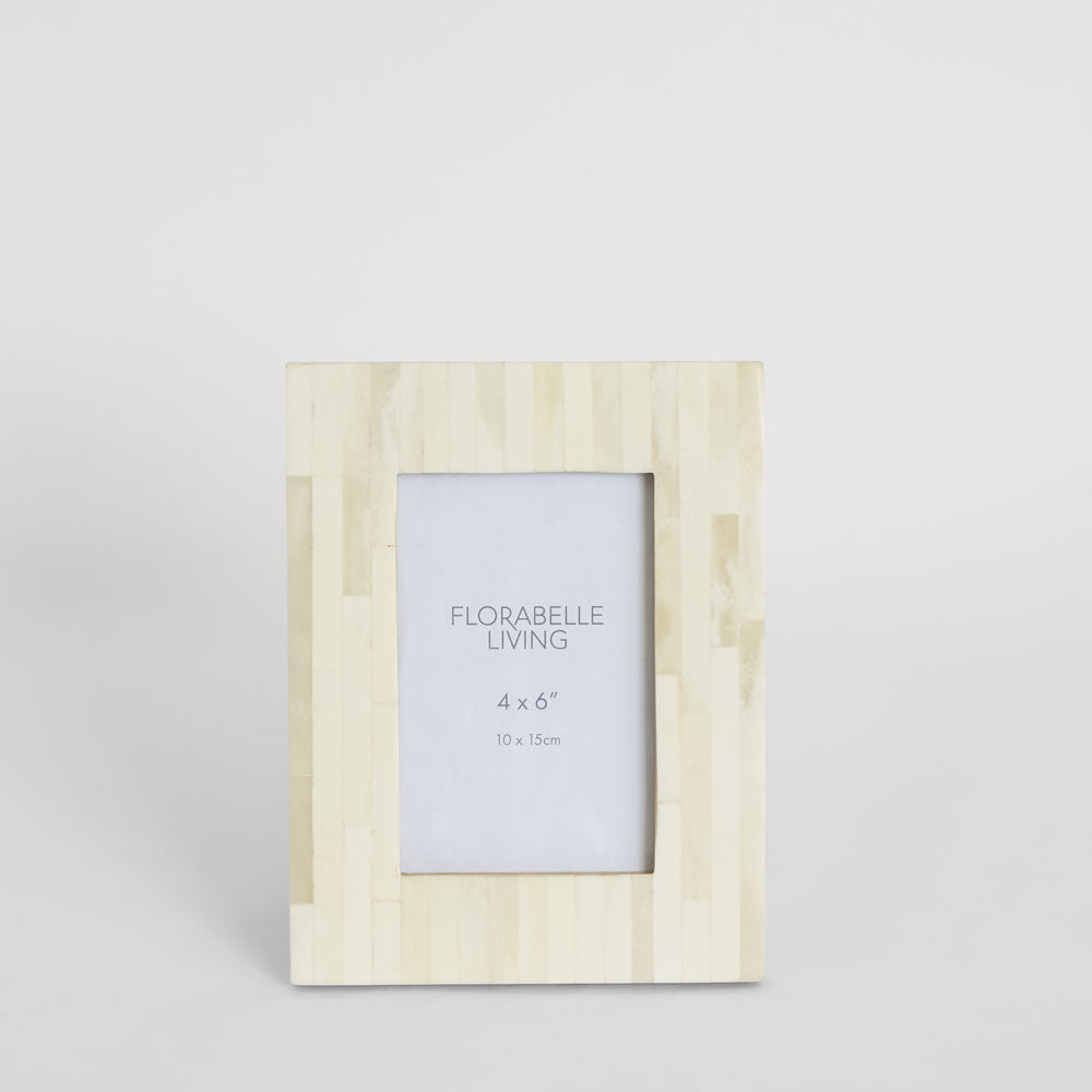 Nira Bone Inlay 4 x 6 Photo Frame White